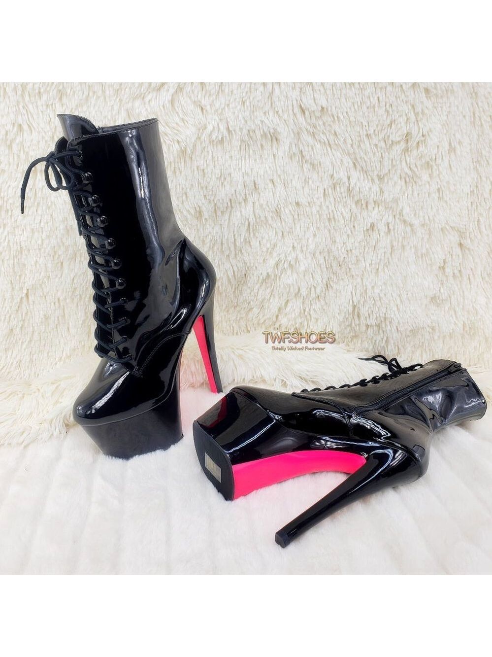 Sky 1020TT Black Patent High Heel Ankle Boots - Picture 2 of 14